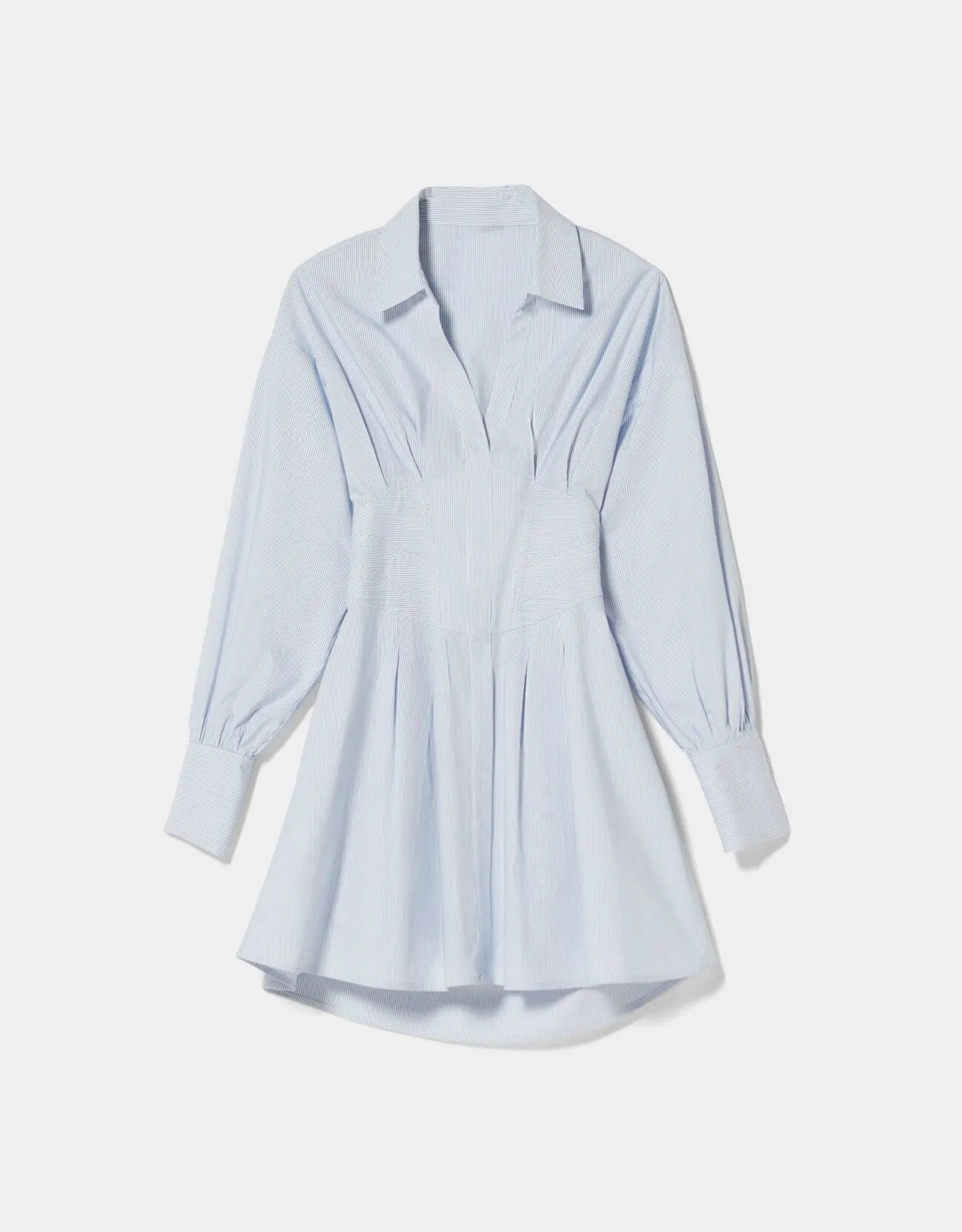 Minihemdkleid aus Popelin mit Corsage-Detail